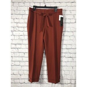 NYCC Women Dress Pants Tie Waist Ankle Buckle Rust Orange Size 12P
